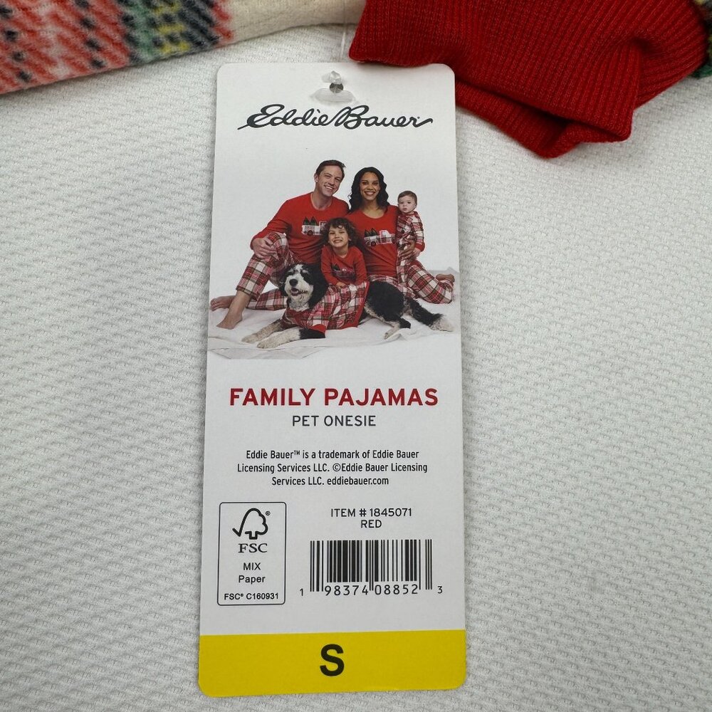 Eddie Bauer Red Plaid Pet Bodysuit Size Small Flannel Family Dog Pajamas NEW - Picture 6 of 13